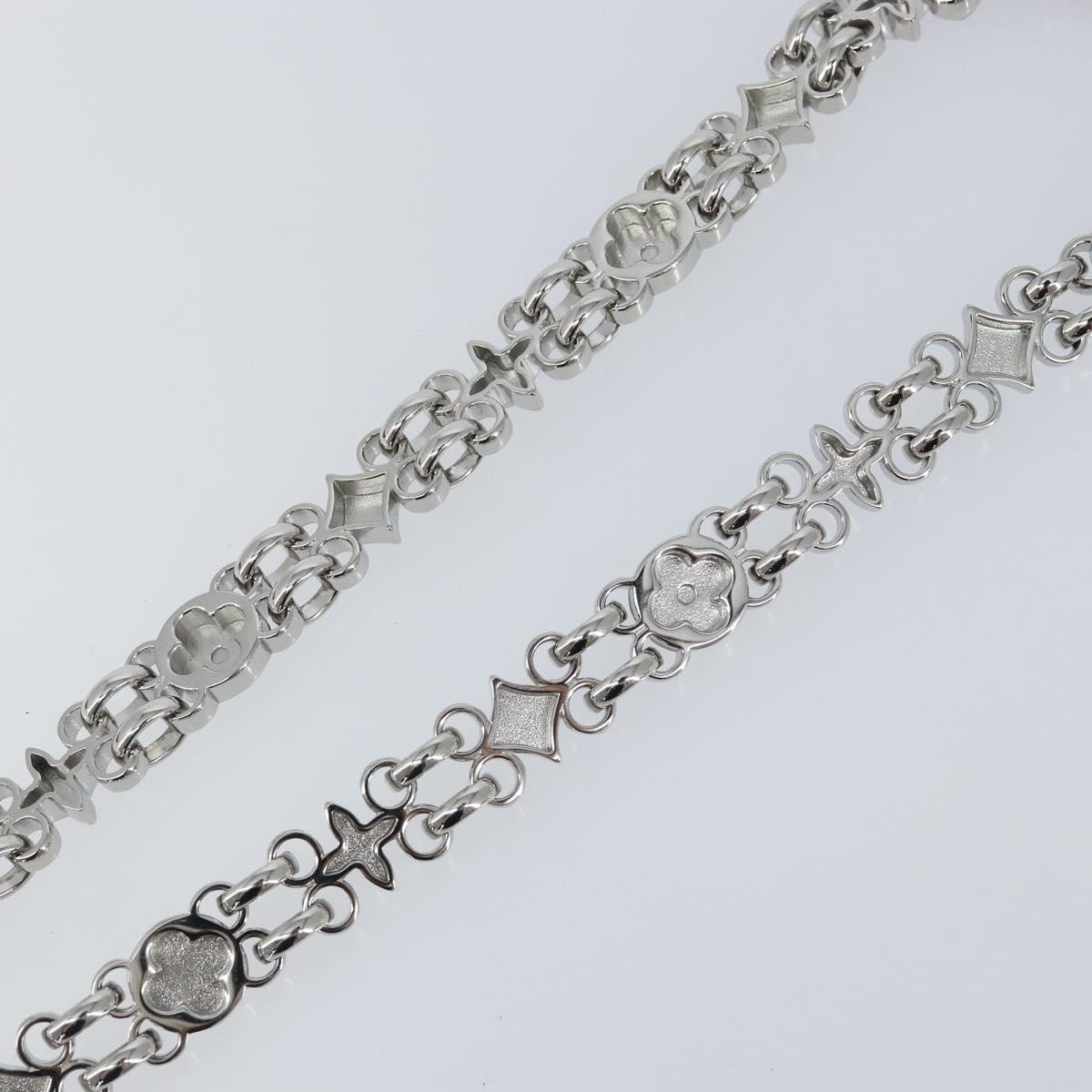 LOUIS VUITTON Chain Shoulder Strap metal 22"" Silver LV Auth 150794