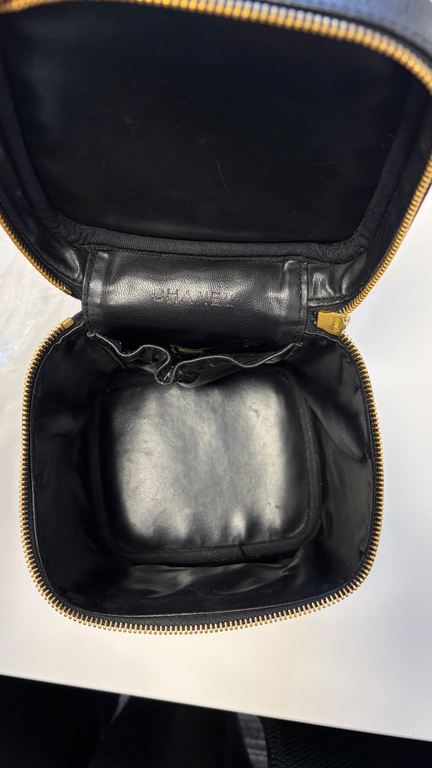 Chanel Black Caviar Vanity Vertical Handbag