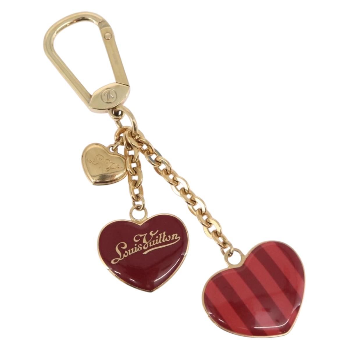 LOUIS VUITTON Porte Cles Coeur Rayure Charm Gold M66476 LV Auth 186357M