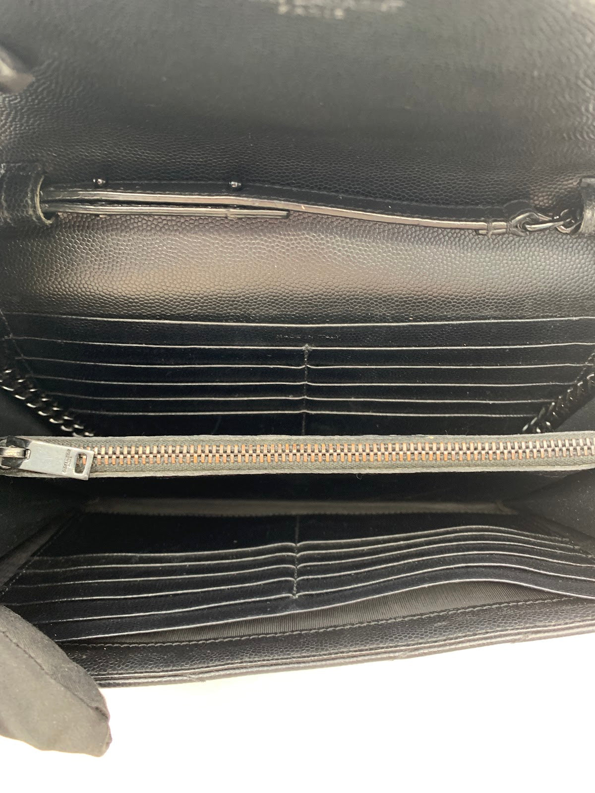 Saint Laurent Cassandre Envelope Large Wallet on Chain, Black (JS11139)