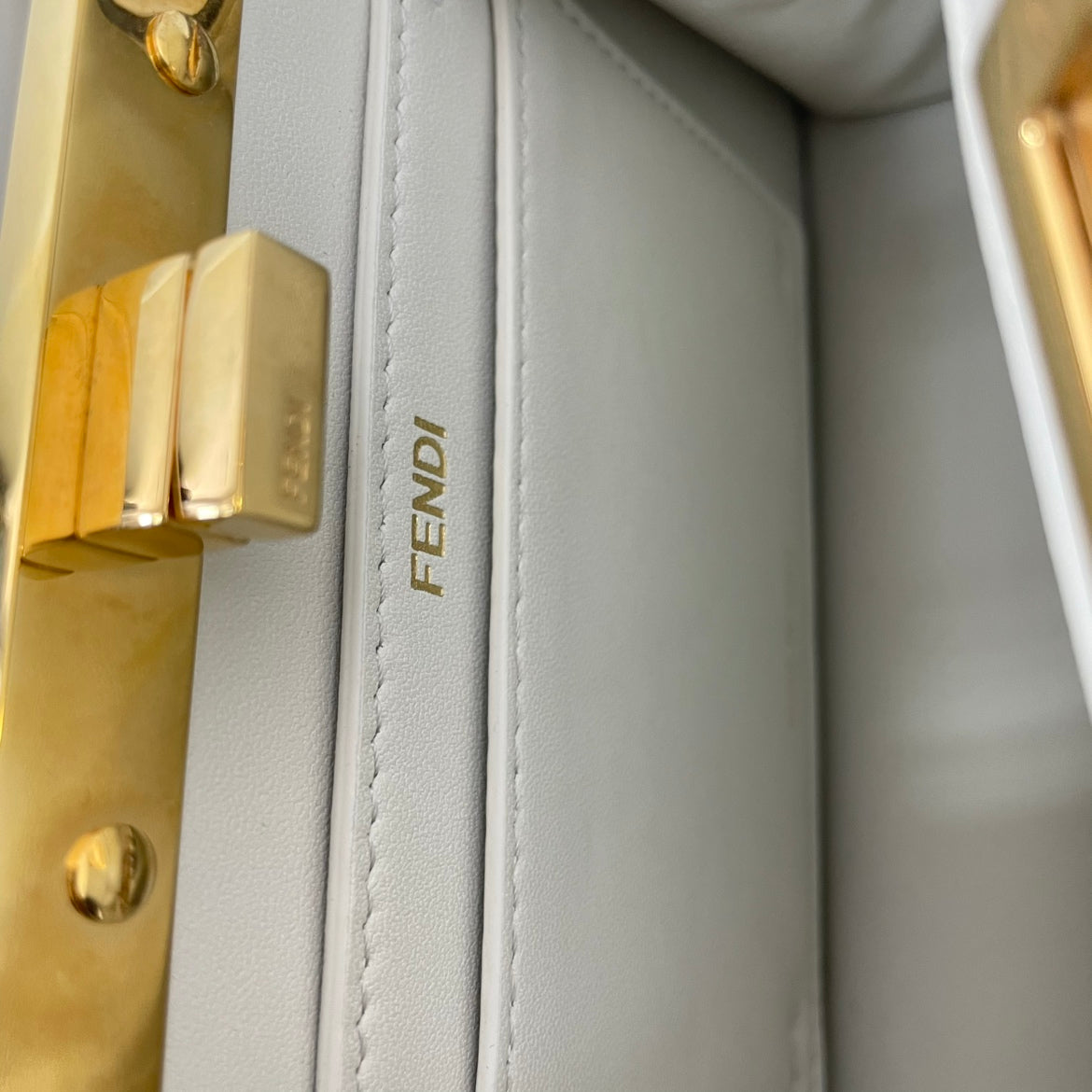 Fendi White Leather Peekaboo ICU Mini Shoulder Bag 8BN335 (V9690902P)