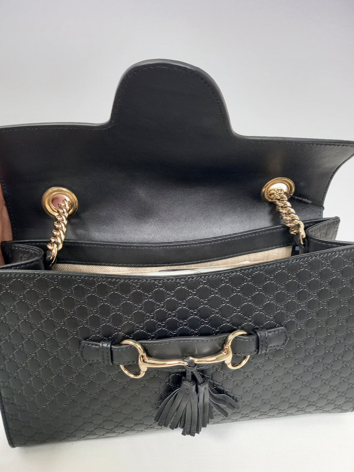 M0804P58 Gucci Black Microguccissima Leather Emily Chain Shoulder Bag (JP)