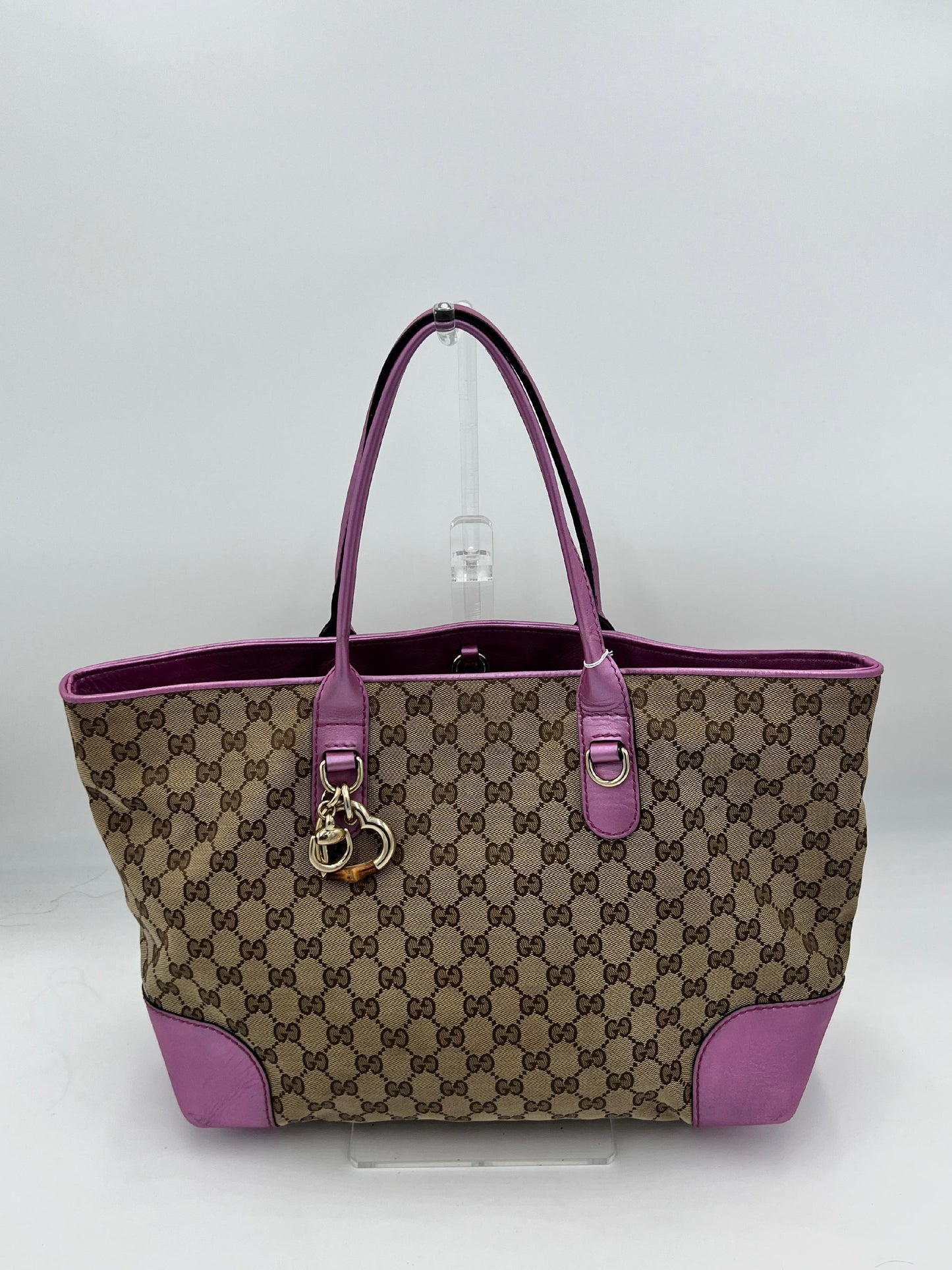 Gucci GG Canvas Tote Bag With Heart Charm