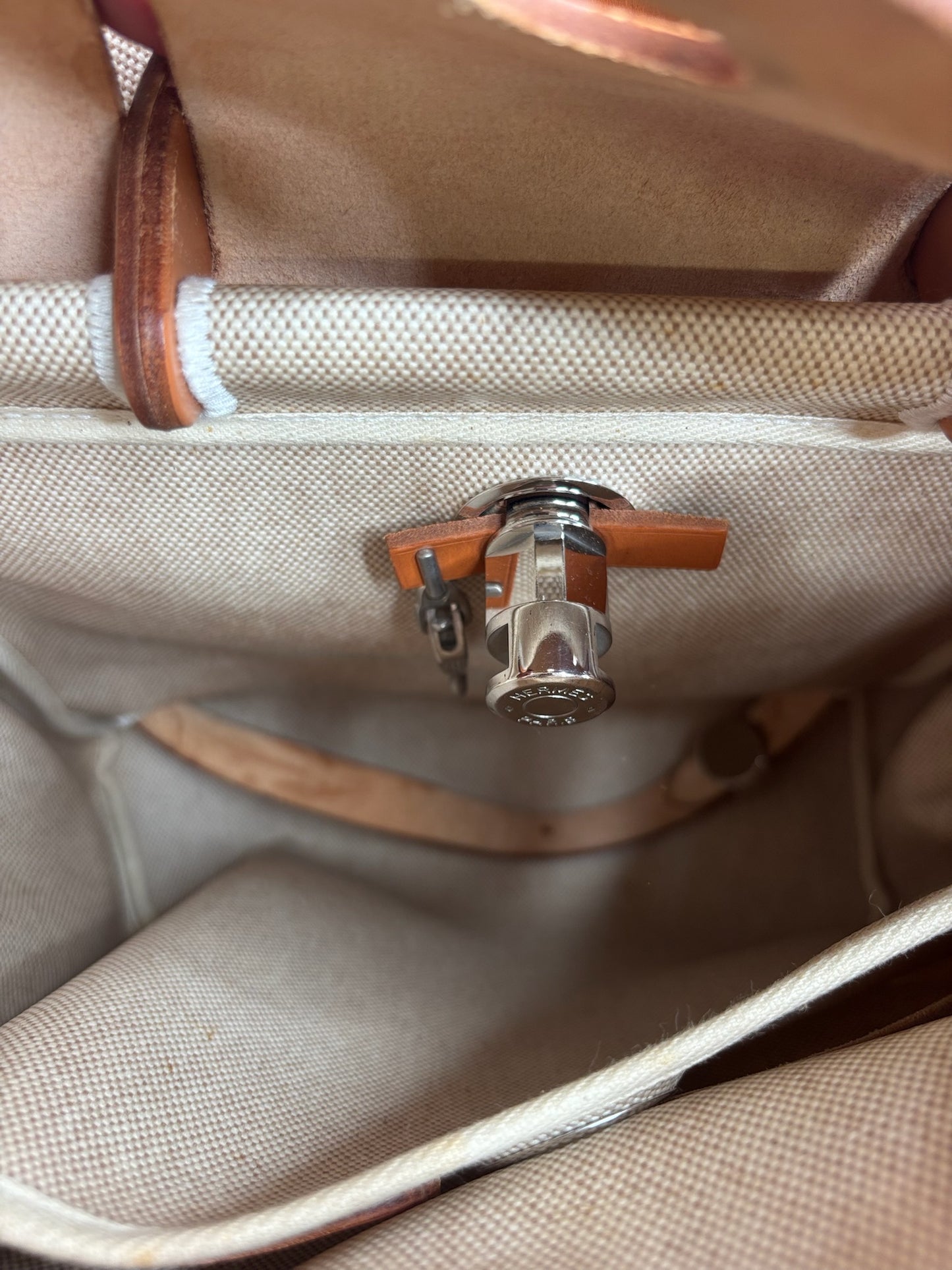 Hermes Herbag in Beige Canvas