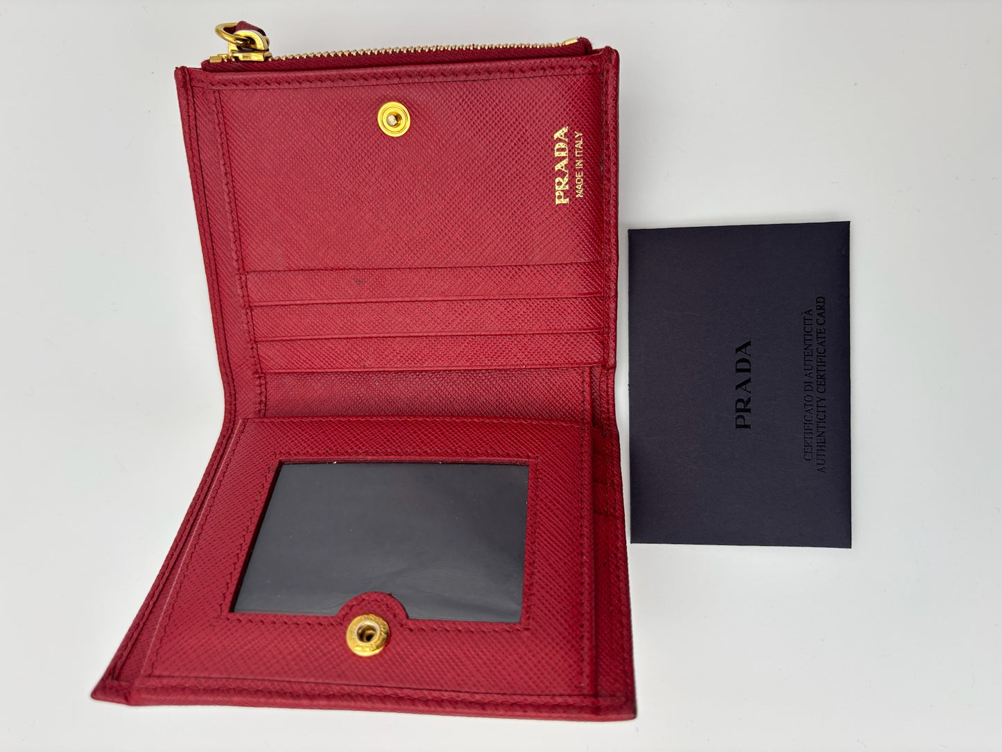 Prada Red Saffiano Leather Wallet