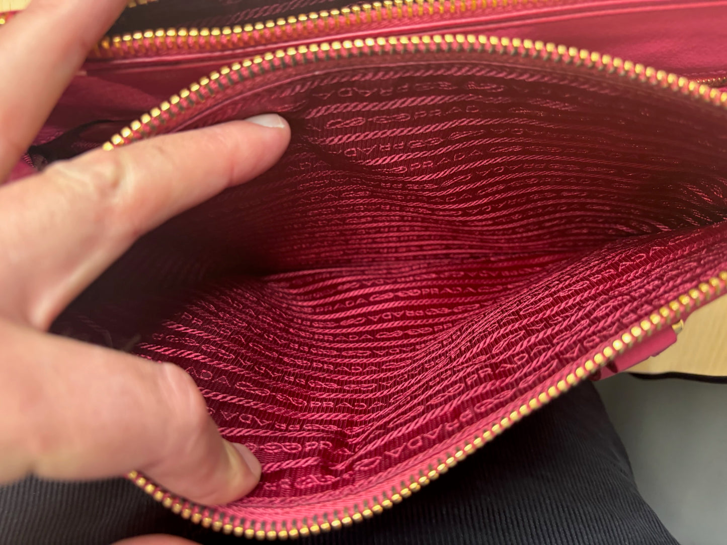 Prada Pebbled Leather Handbag Pink K51