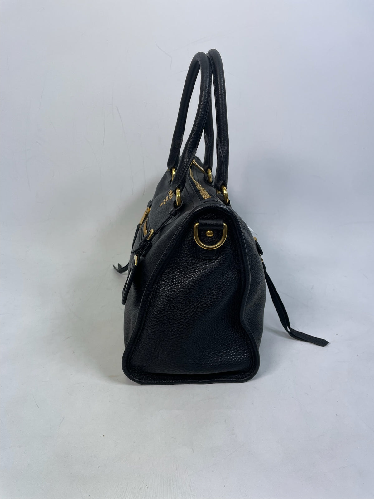 M0707-14 Prada Cervo Leather East West Top Handle Bag