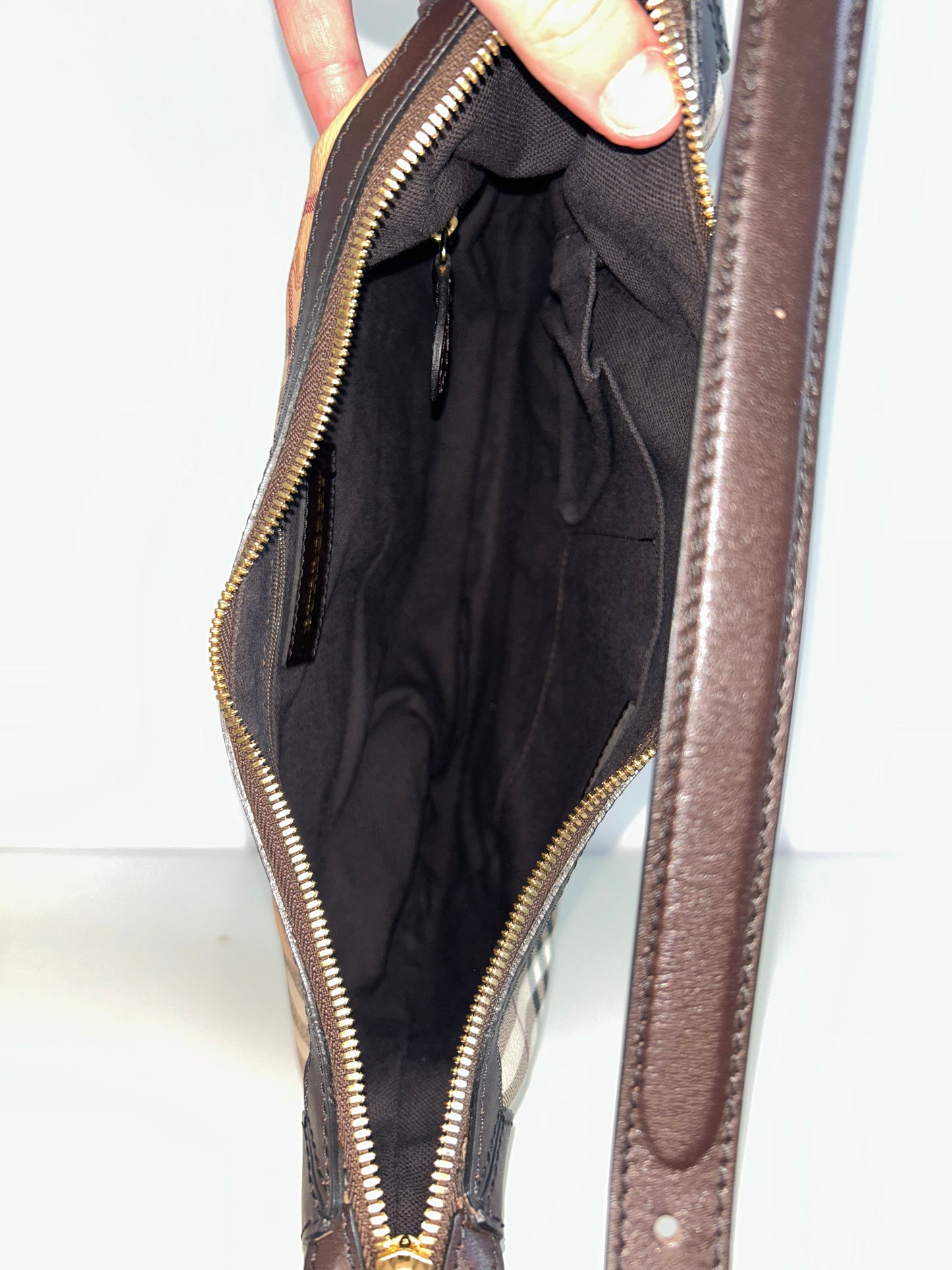 Burberry Haymarket Croissant Hobo Bag