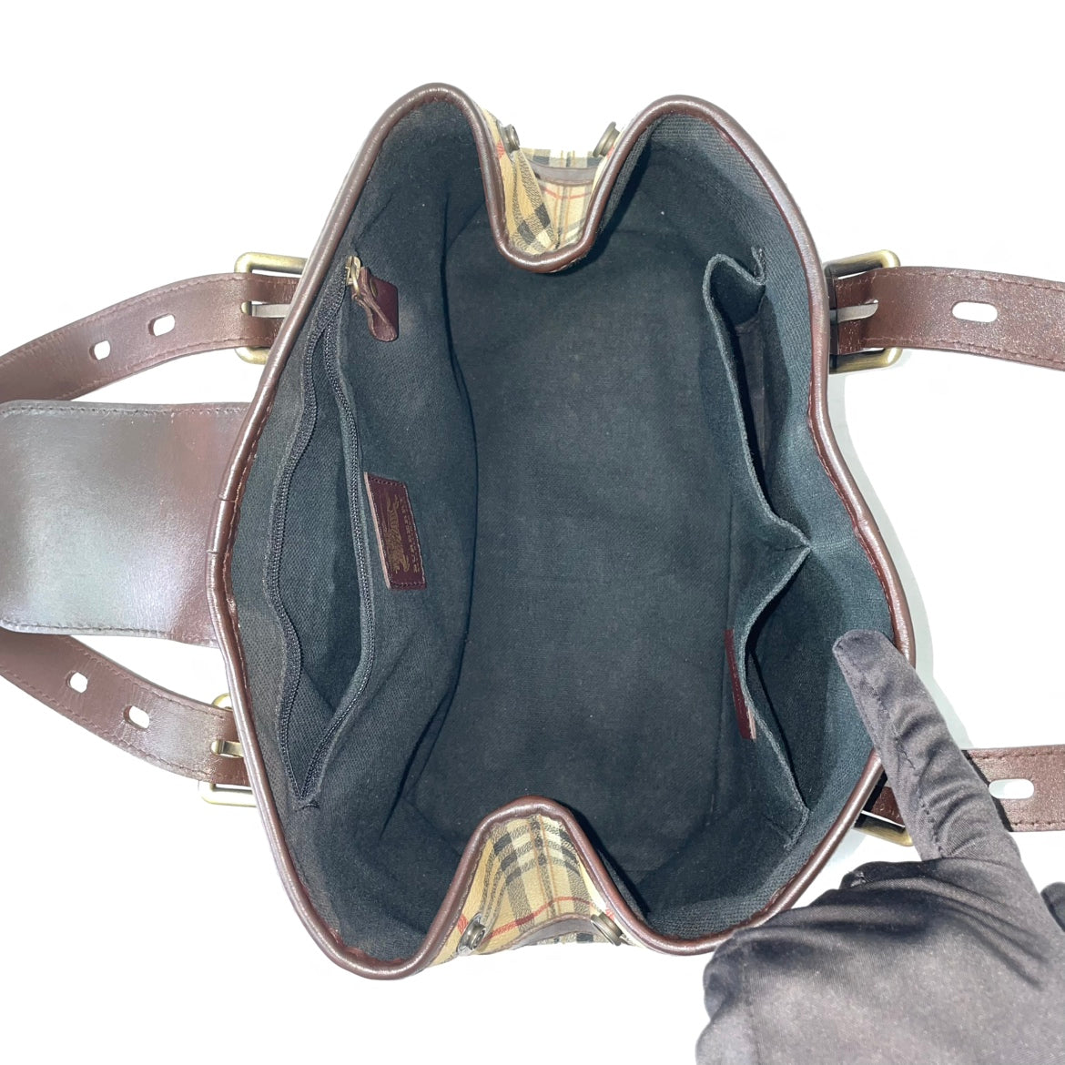 Burberry Brown PVC Haymarket Belt ONE Tote Bag 58CAL