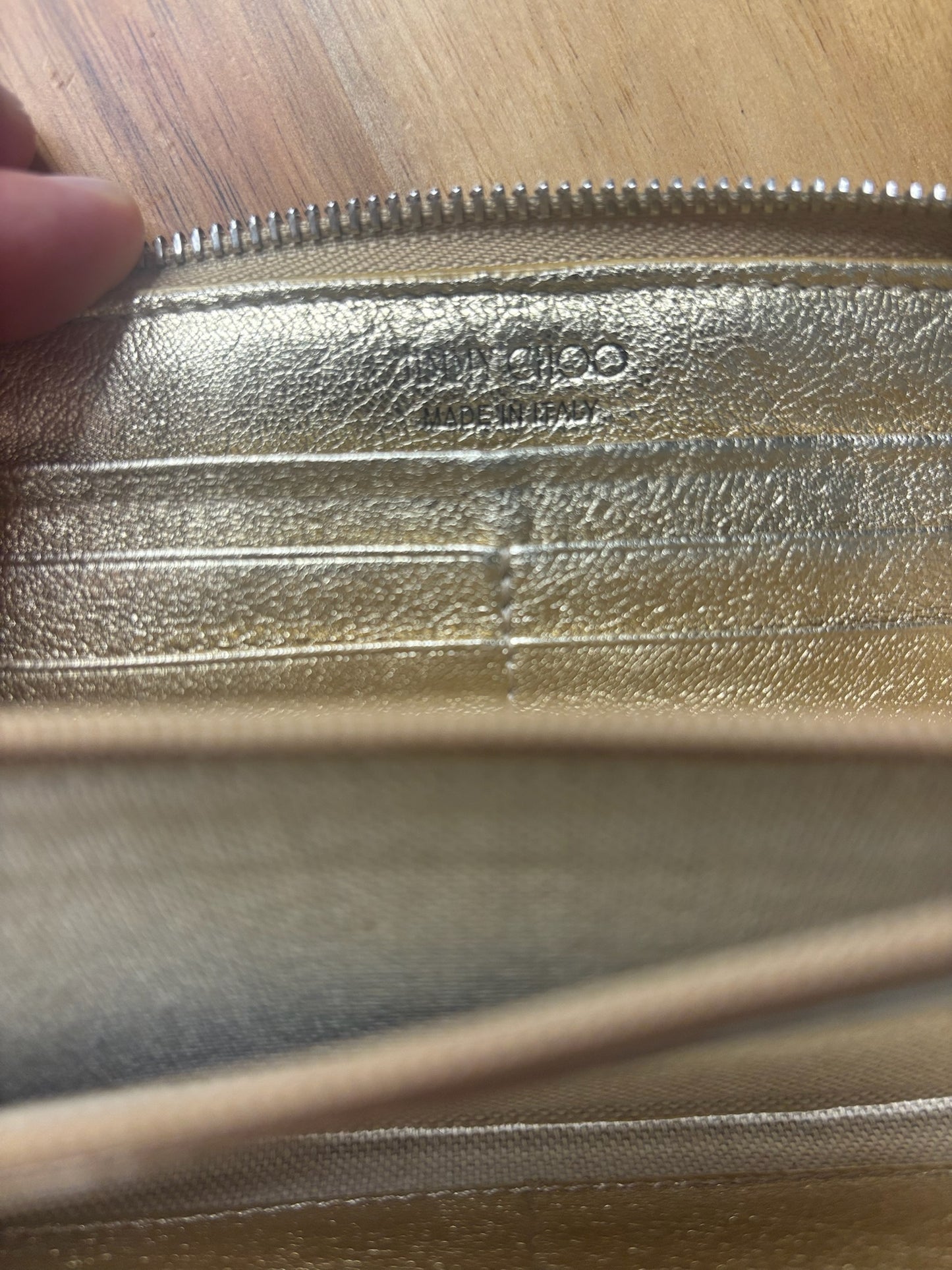 Jimmy Choo Filipa Studded Metallic Leather Wallet