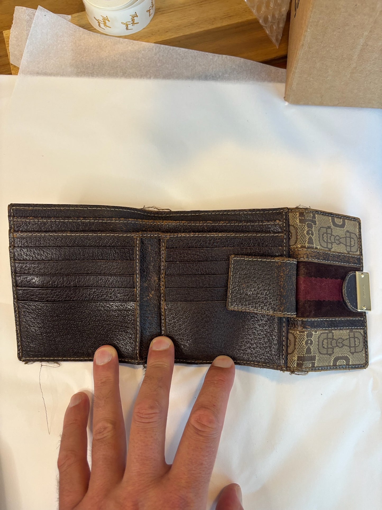 Vintage Gucci GG Canvas and Suede Wallet