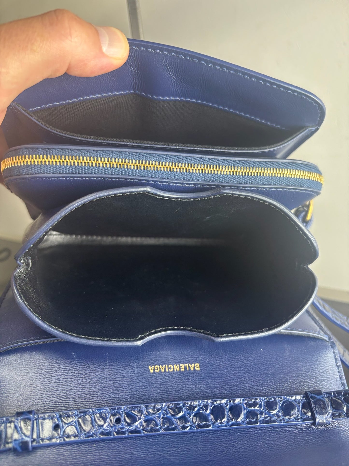 Balenciaga Crocodile Embossed Small B Bag