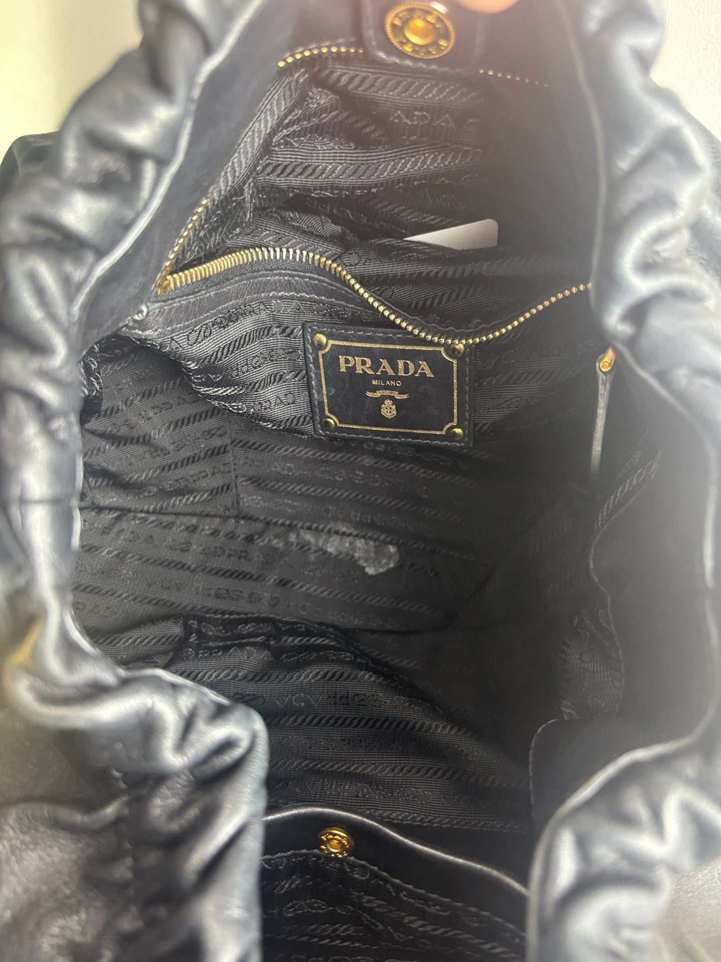 Prada Pleated Nappa Shoulder Bag