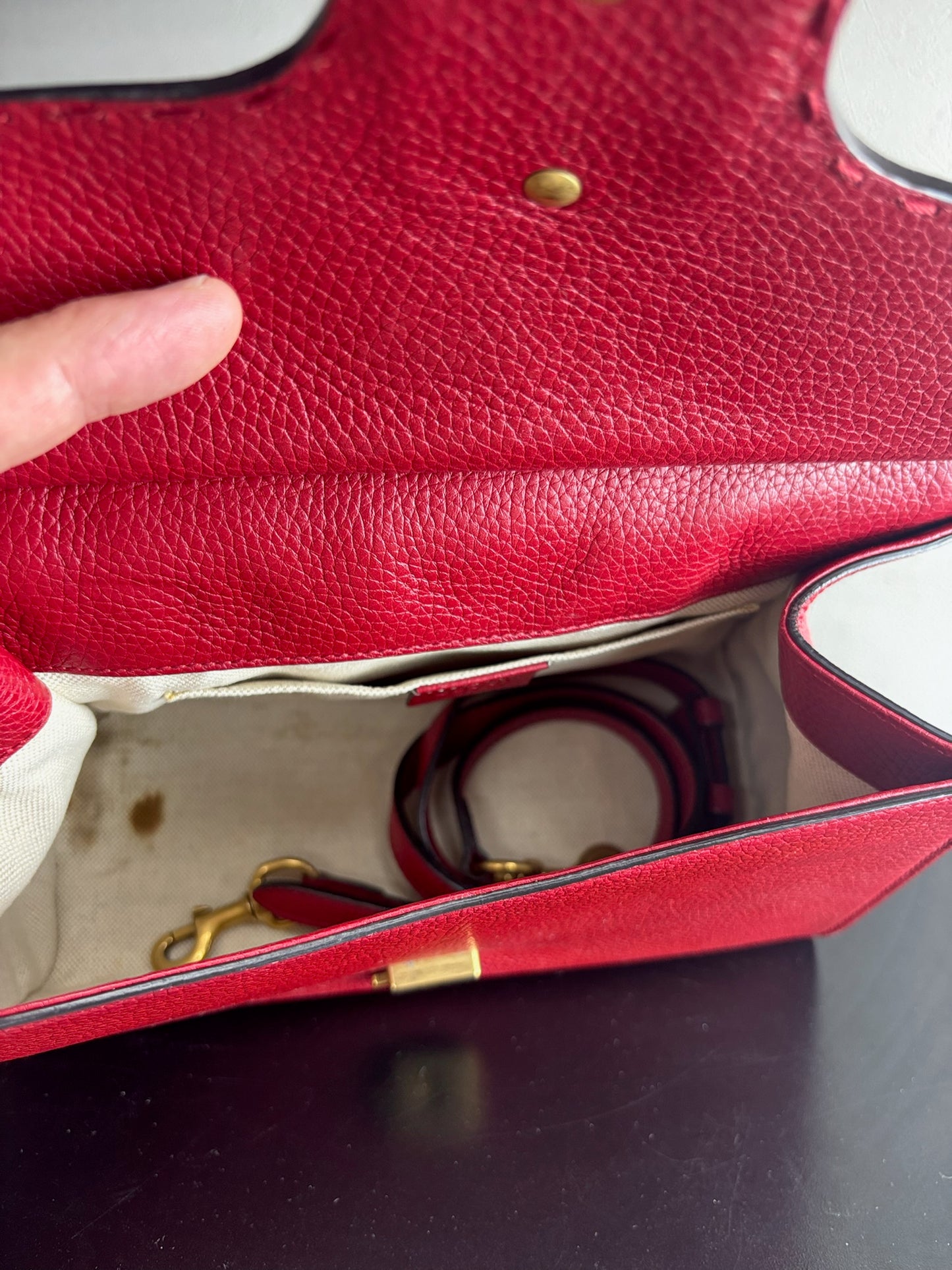 Gucci Red GG Marmont Small Top Handle Bag