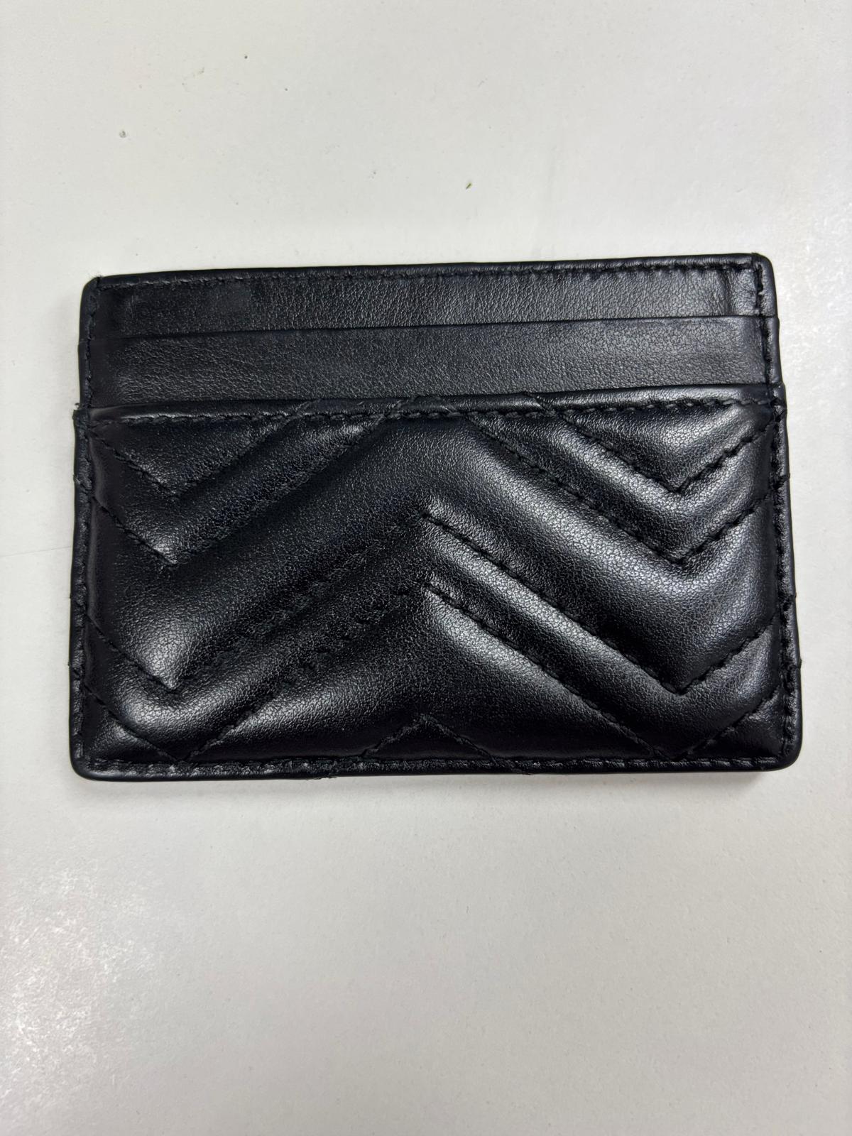 Gucci GG Marmont Card Case in black leather with gold-toned hardware