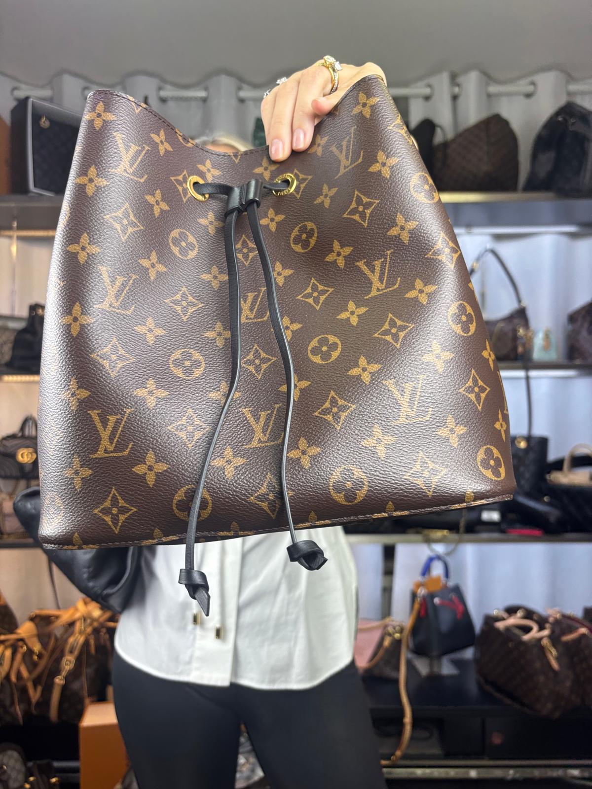 Louis Vuitton Neonoe Black Monogram Bucket Bag M44022 (V120170220H)