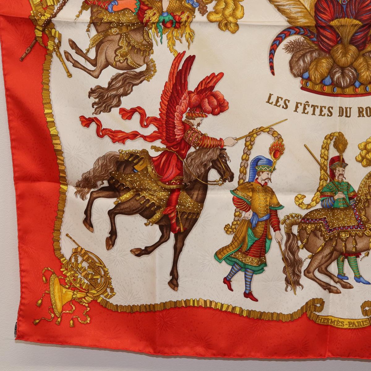 HERMES Carre 90 Scarf ""Les Ftes du Roi Soleil"" Silk Multicolor Auth BA12985
