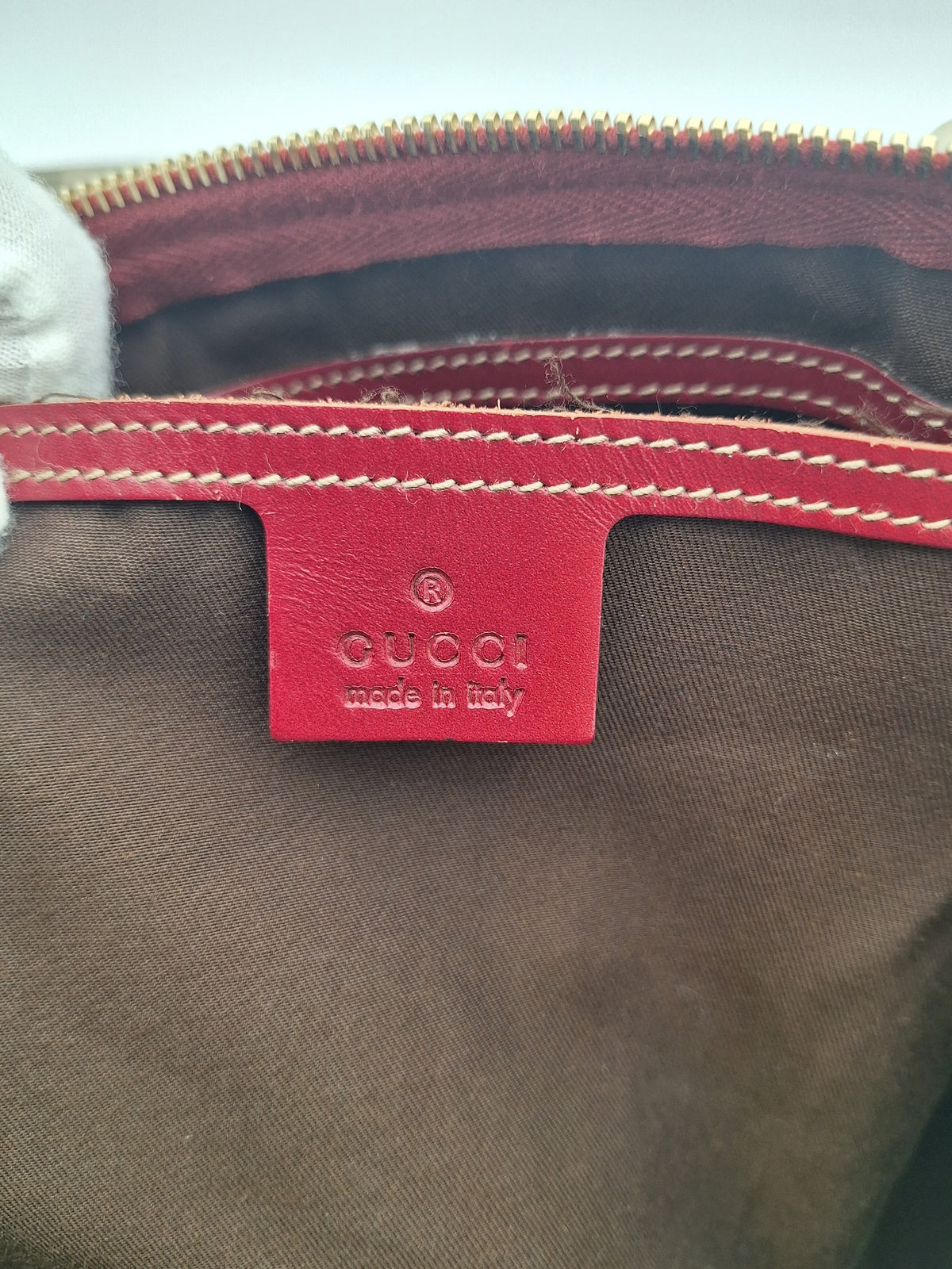Gucci GG Supreme Web Boston Duffle Bag Red