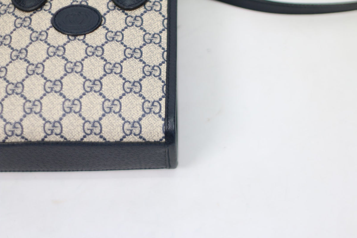 Gucci Navy PVC Canvas Interlocking G Mini Shoulder Bag 671623