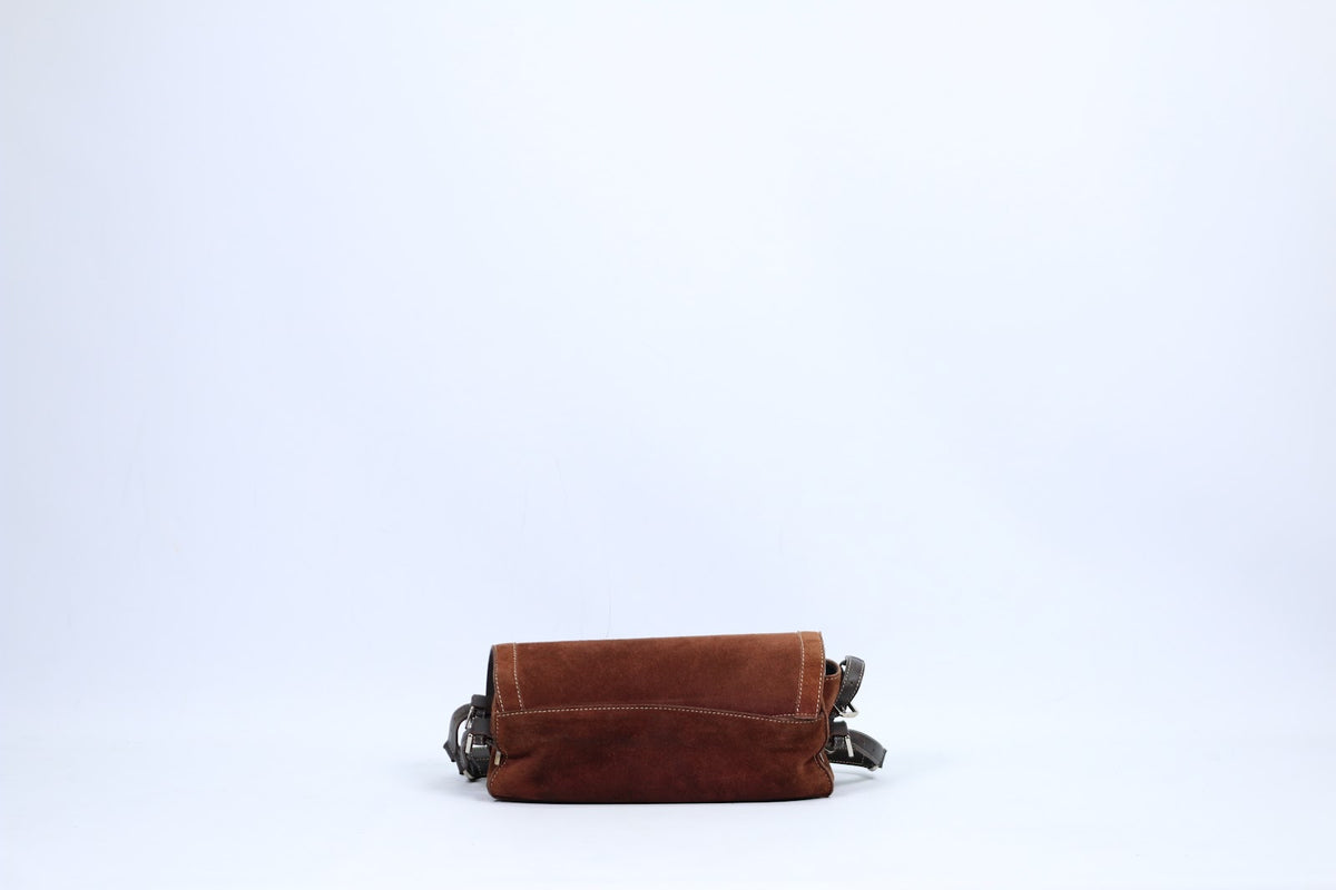 Loewe Brown Leather Suede Studded Logo ONE Shoulder Bag 050505 (V615905)