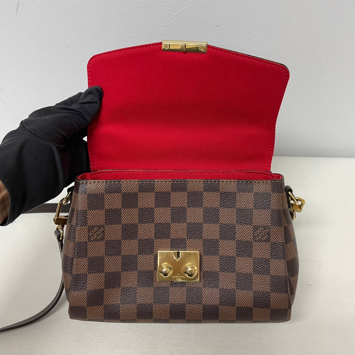 Louis Vuitton Brown PVC Damier Ebene Canvas Croisette ONE Shoulder Bag N53000 (V1240923)
