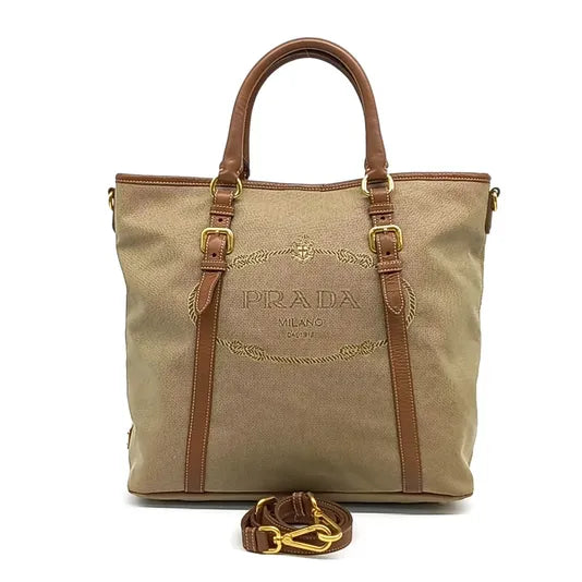 PRADA FABRIC TOTE AND SHOULDER BAG (JP)