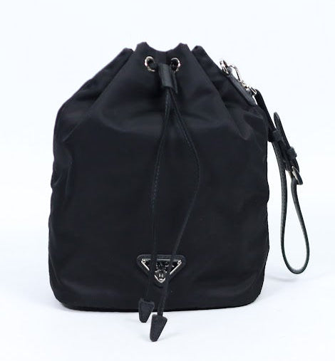 Prada Black Re-Nylon Triangle Logo Bucket ONE Pouch 1NS369