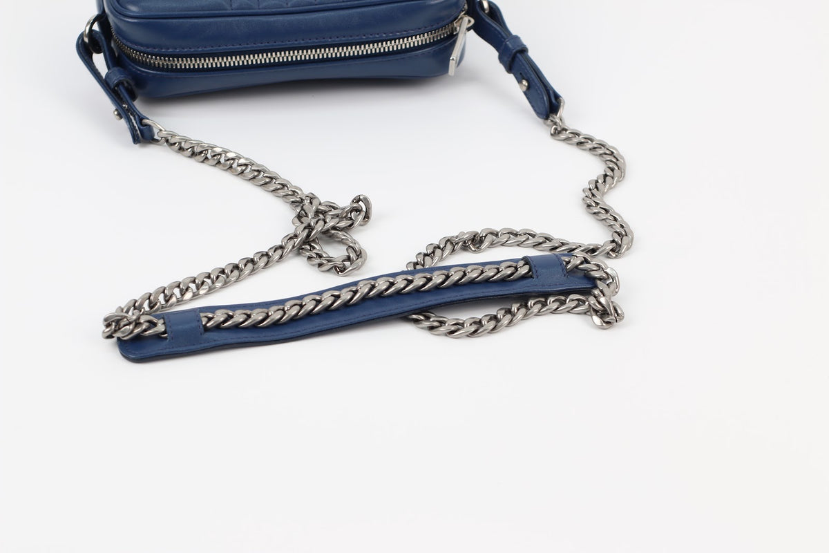 Prada Navy Leather Diagramme Mini Crossbody Bag 1BH084