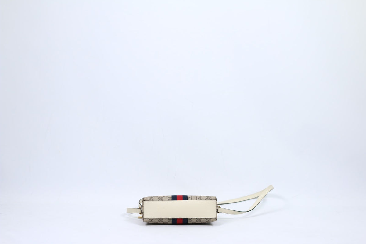 Gucci Ivory PVC Double G Web Stripe Ophidia ONE Crossbody Bag 499621