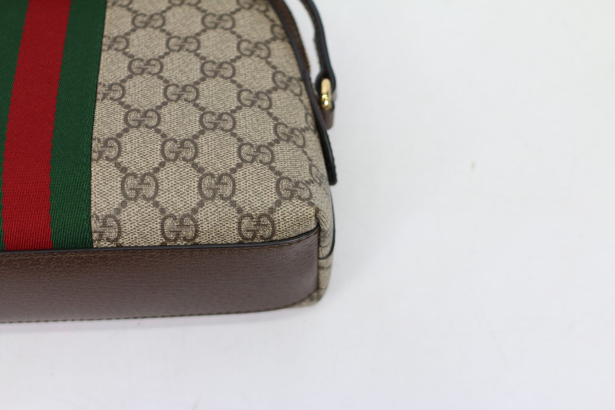 Gucci Brown PVC GG Supreme Web Ophidia Small Crossbody Bag 735395 (V7230908)