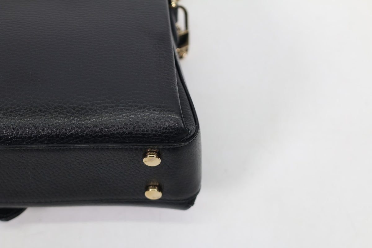 Gucci Black Leather Icon Interlocking Top Handle Chain ONE Shoulder Bag 510302