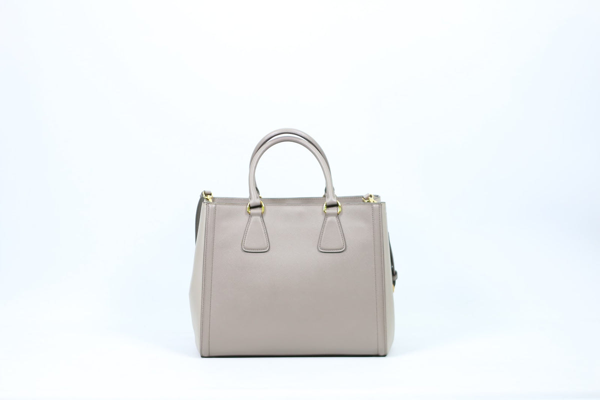 Prada Gray Leather Saffiano Lux Two-Tone ONE Shoulder Bag BN2438