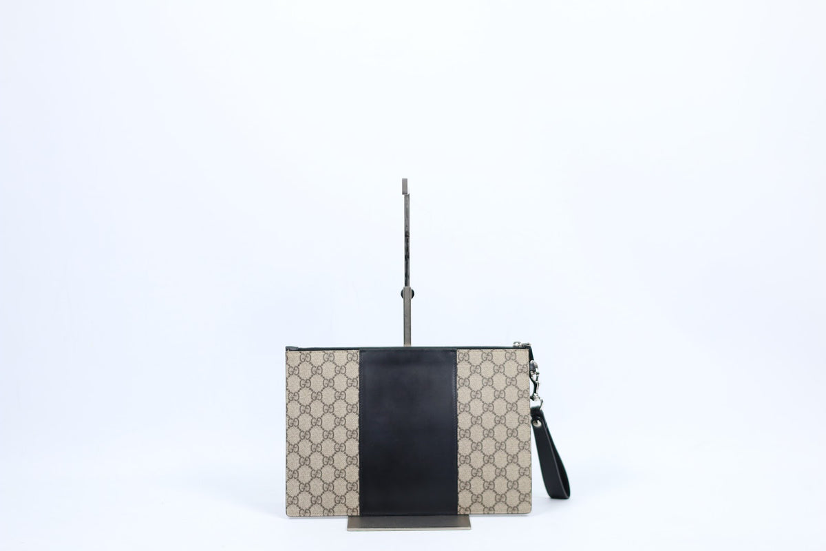 Gucci Black PVC GG Trim Eden Supreme ONE Clutch 495017