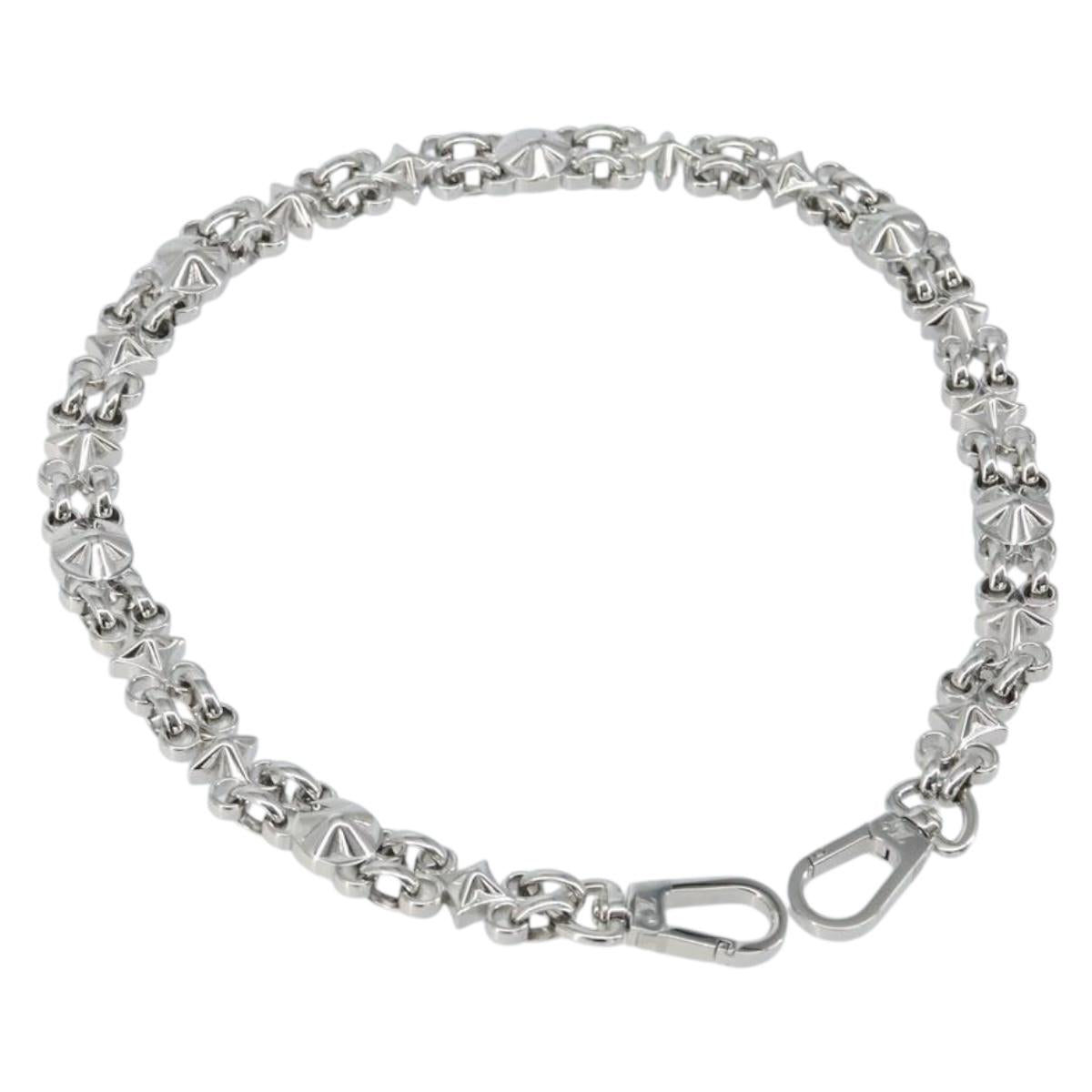 LOUIS VUITTON Chain Shoulder Strap metal 22"" Silver LV Auth 150794