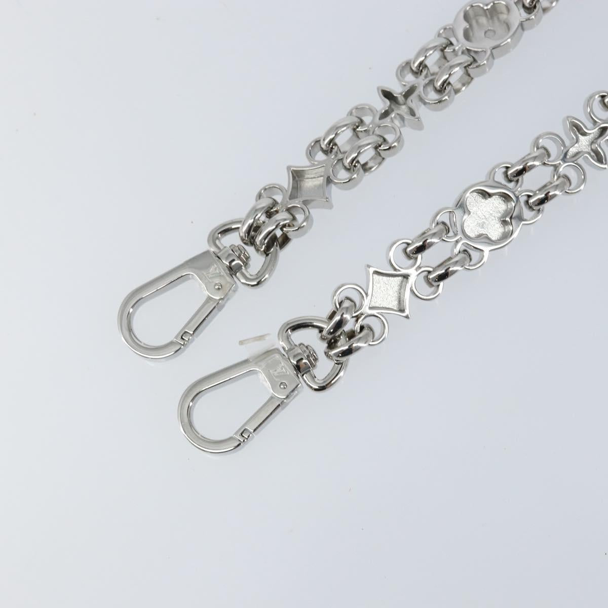LOUIS VUITTON Chain Shoulder Strap metal 22"" Silver LV Auth 150794