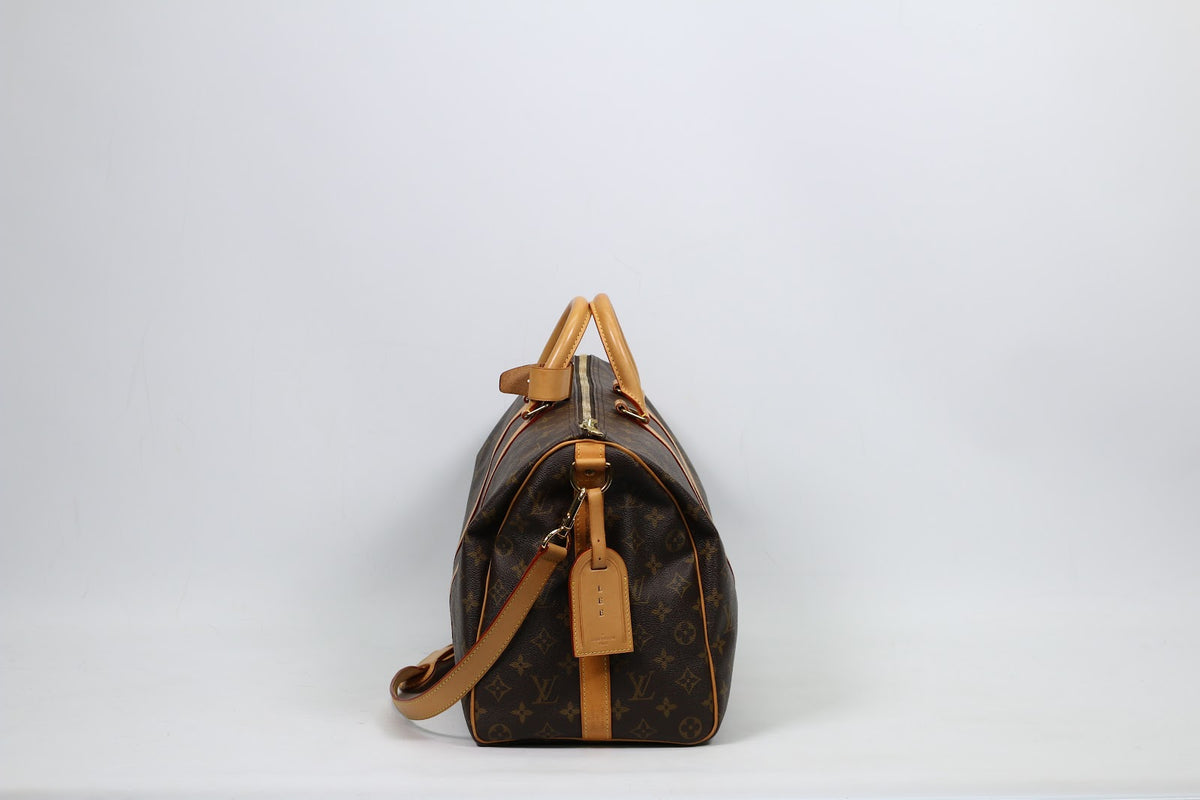 Louis Vuitton Brown PVC Monogram Canvas Keepall Bandouliere 45 Boston Shoulder Bag M41418