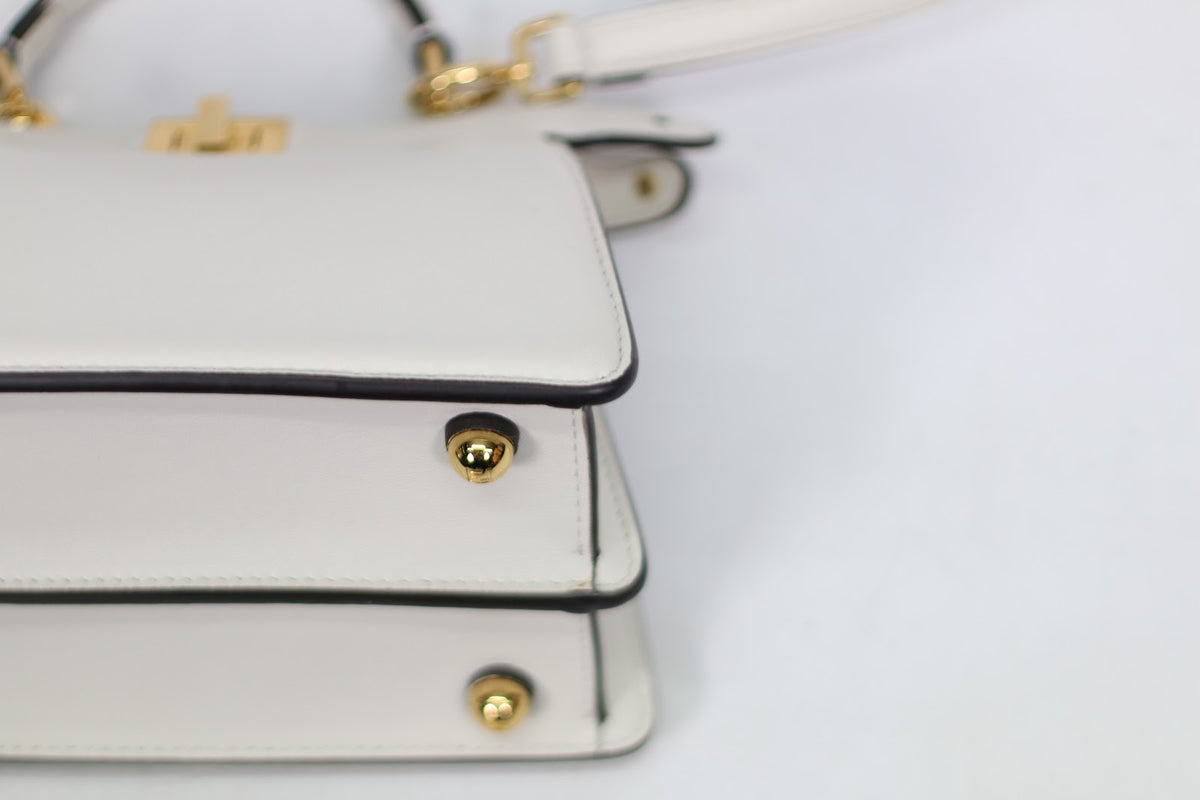 Fendi White Leather Peekaboo ICU Mini Shoulder Bag 8BN335 (V9690902P)