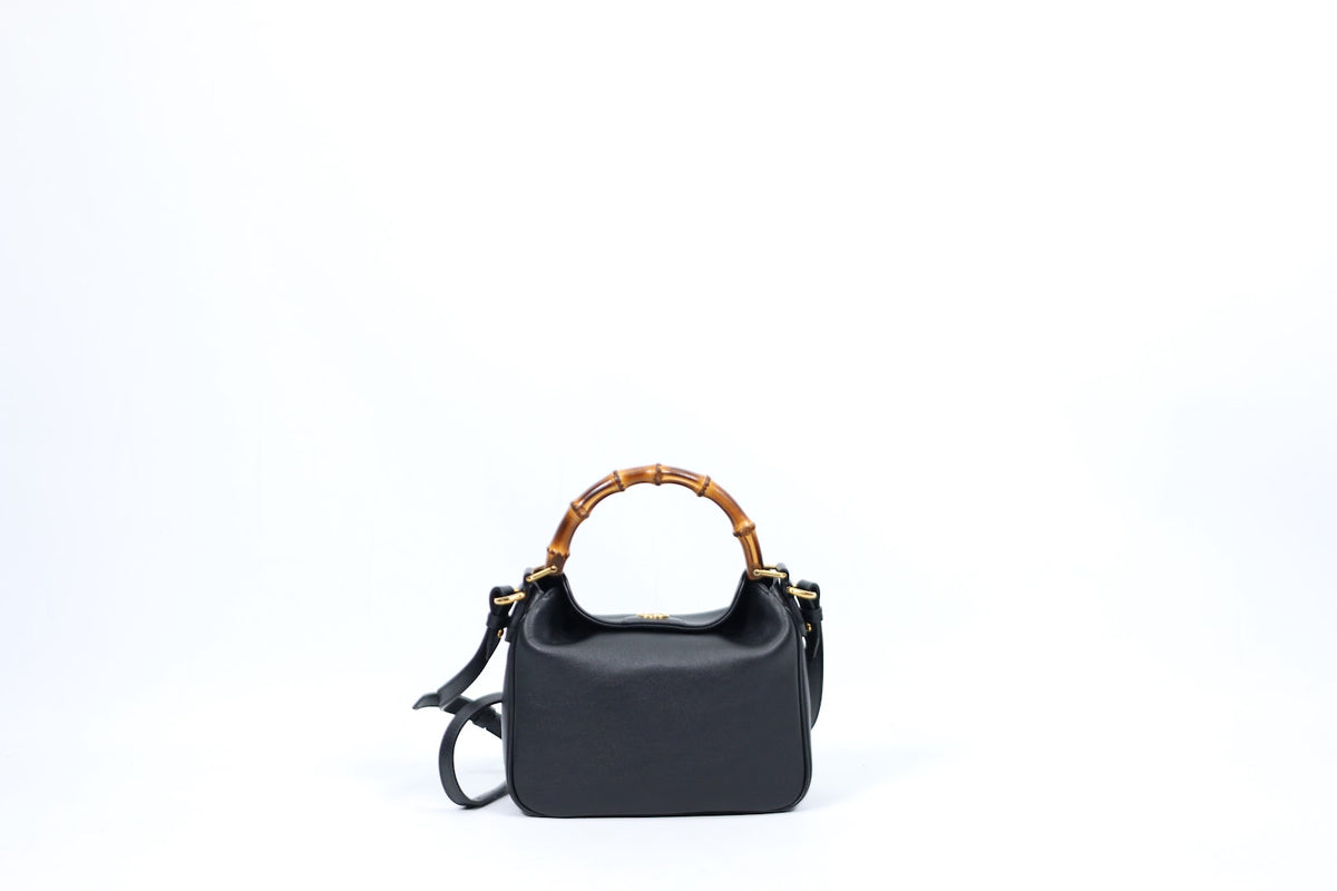 Gucci Black Leather Diana Bamboo Small Shoulder Bag 746251