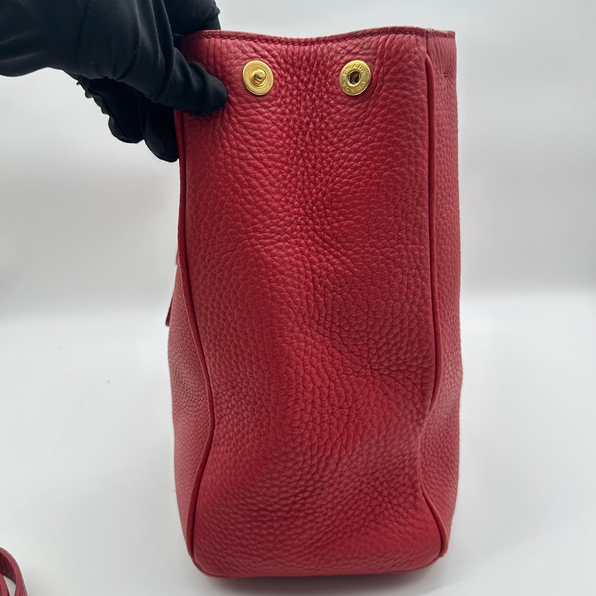 Prada Red Grained Leather Tote