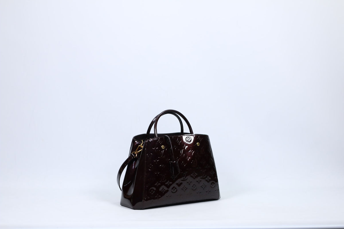 Louis Vuitton Brown Leather Vernis Patent Montaigne MM Shoulder Bag M50400