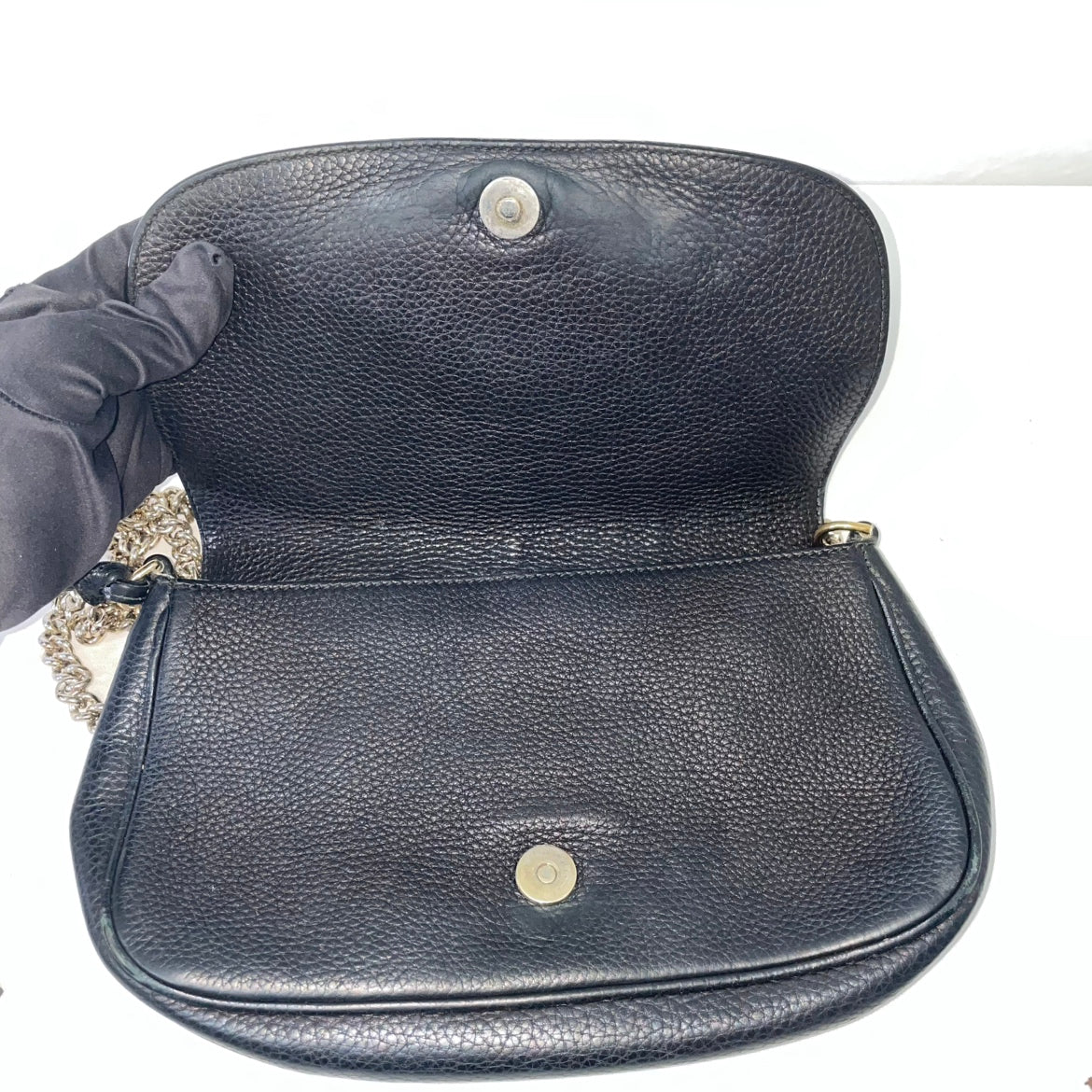 Gucci Black Leather Soho Interlocking Chain ONE Crossbody Bag 336752 (V722913)