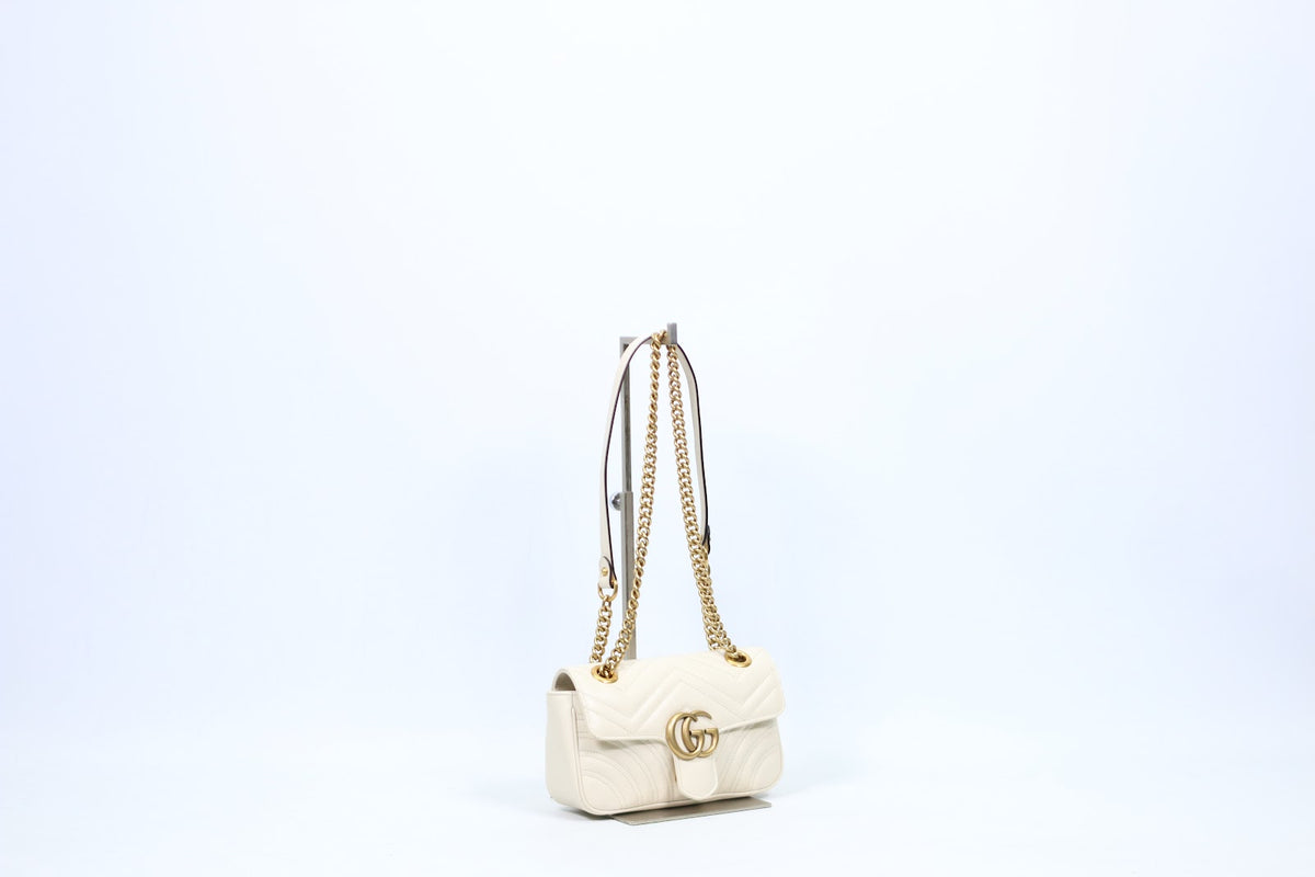 Gucci Ivory Leather GG Marmont Matelasse Mini Shoulder Bag 446744