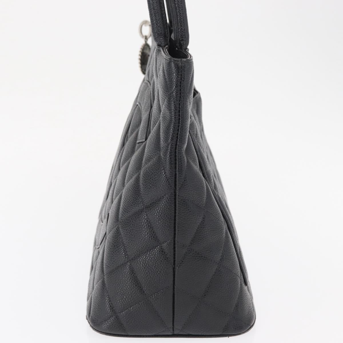 CHANEL Matelasse Reprint Tote Bag Caviar Skin Black CC Auth 168135