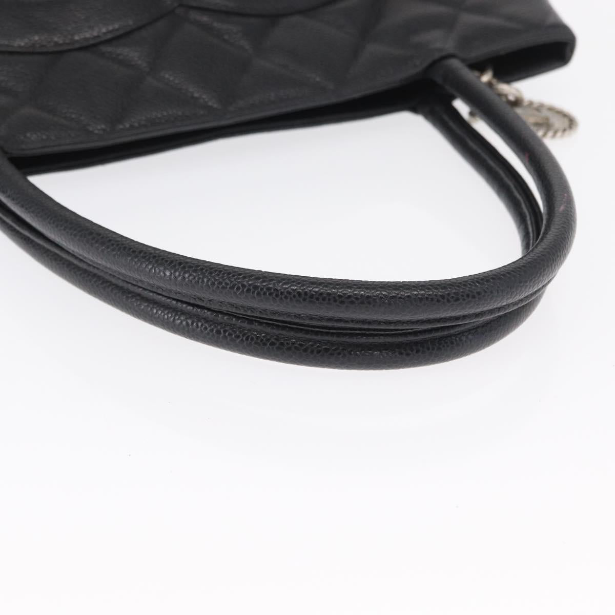 CHANEL Matelasse Reprint Tote Bag Caviar Skin Black CC Auth 168135