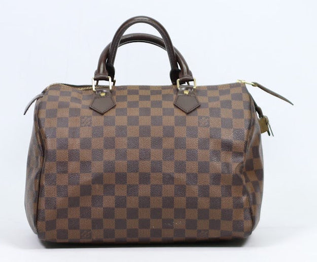 Louis Vuitton Brown PVC Damier Ebene Canvas Speedy 30 Tote Bag N41364 (V123916)