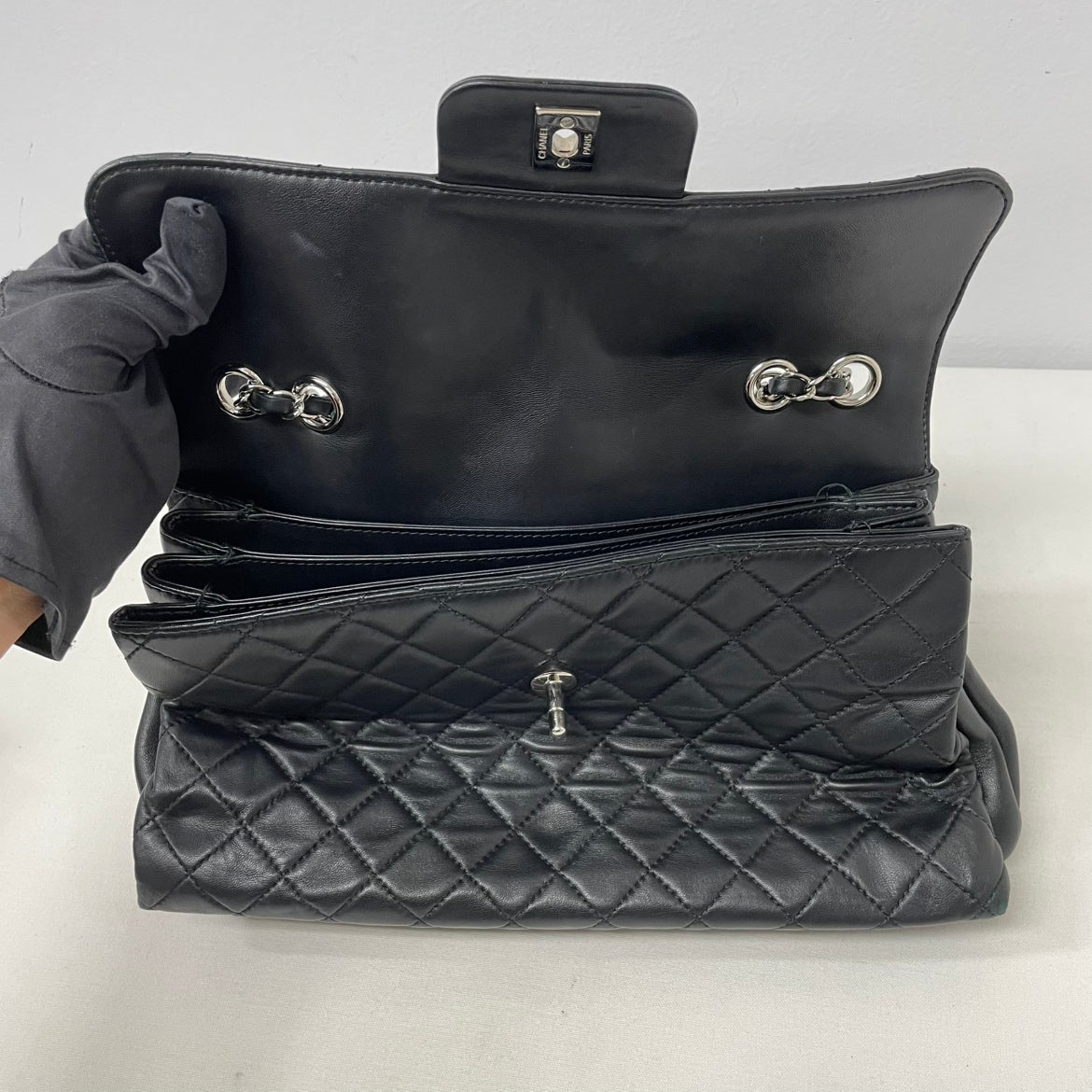 Chanel Black Lambskin Silver Flap ONE Shoulder Bag 20747726 (V3830917)