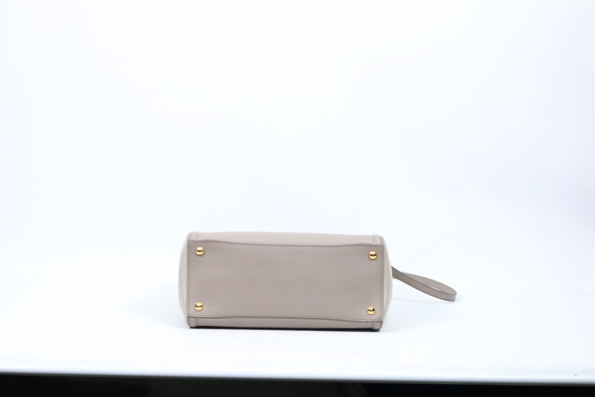 Prada Gray Leather Saffiano Lux Two-Tone ONE Shoulder Bag BN2438