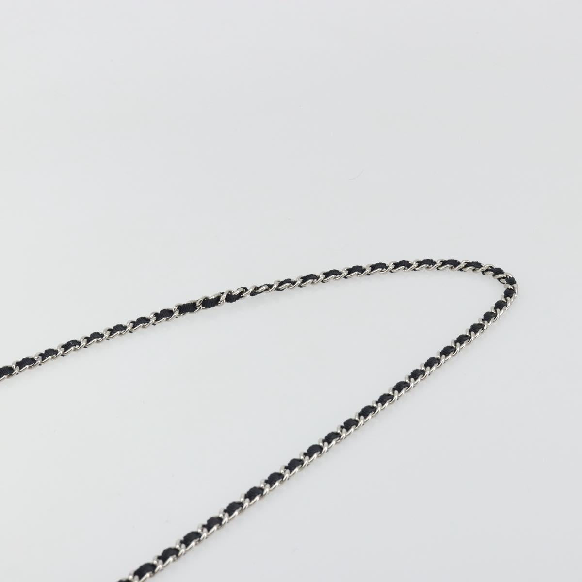 CHANEL Chain Shoulder Bag Canvas Black Silver CC Auth 188864
