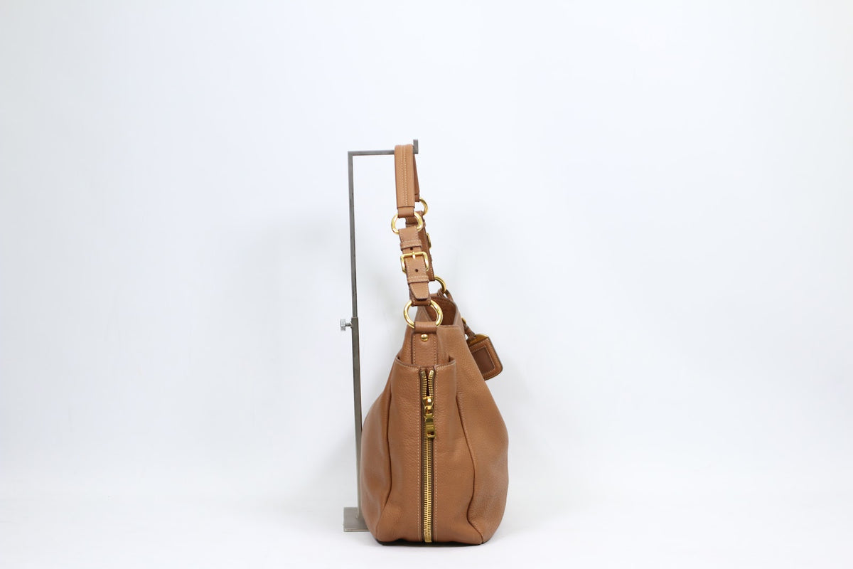 Prada Brown Vitello Daino Hobo ONE Shoulder Bag BR4863 (V167919)
