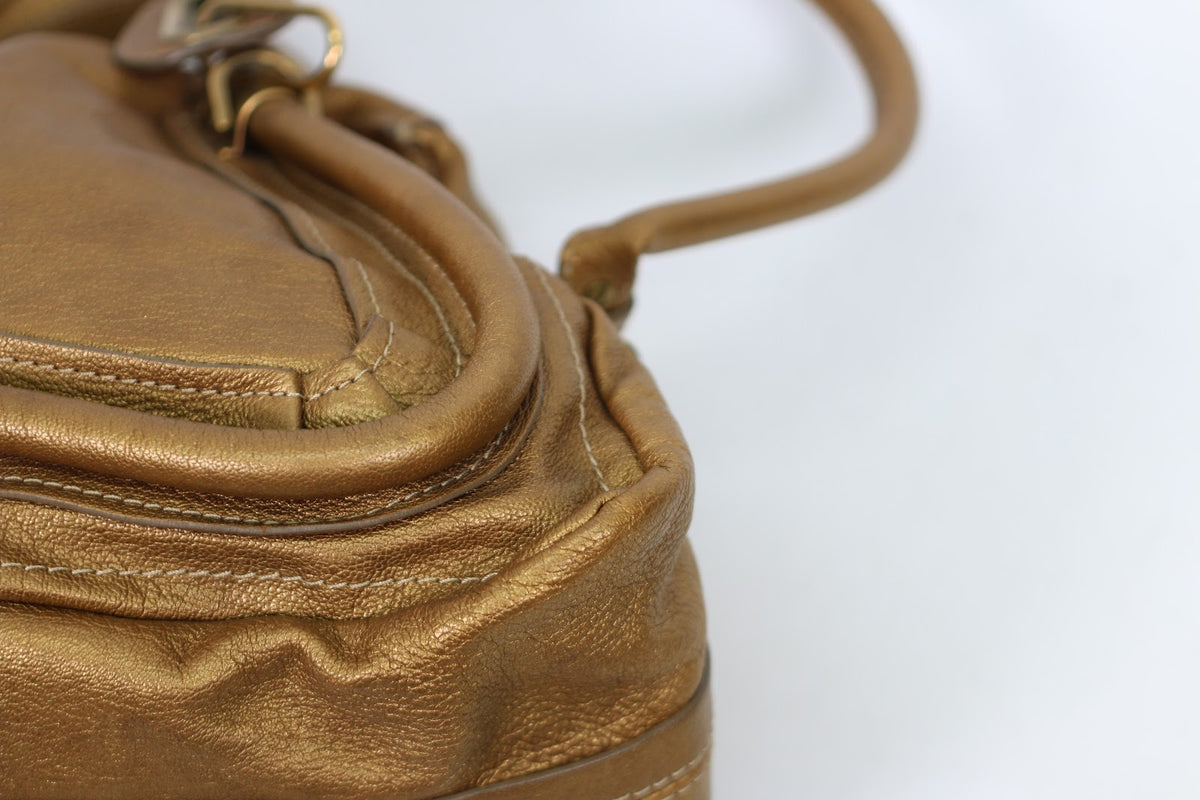Chloé Gold Leather Paraty Medium Shoulder Bag 8HS891 (V322919)